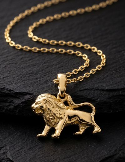 Aslan Burcu Altın Kolye / 14 Ayar resmi