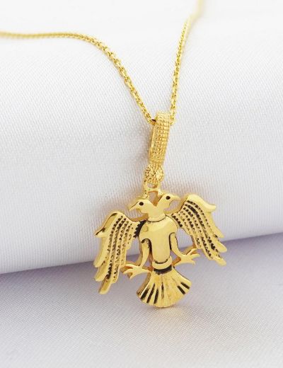 Çift Başlı Kartal Altın Kolye / 22 Ayar resmi