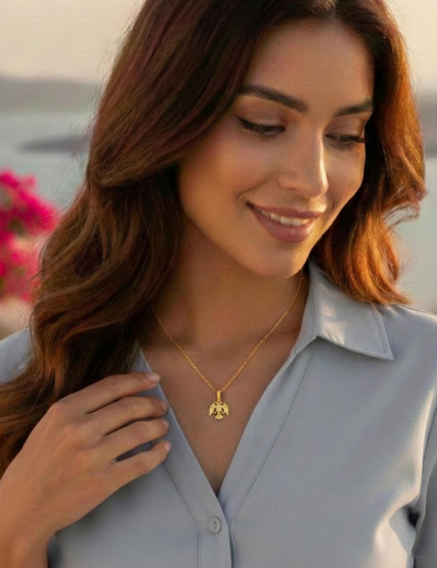 Çift Başlı Kartal Altın Kolye / 22 Ayar resmi