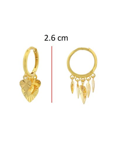 Sallantılı Kalp Altın Küpe / 22 Ayar resmi
