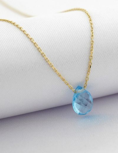 Blue Topaz Damla Taşlı Kolye resmi