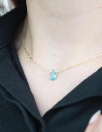 Blue Topaz Damla Taşlı Kolye resmi