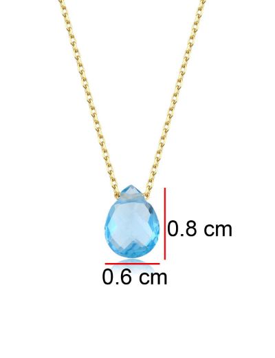 Blue Topaz Damla Taşlı Kolye resmi