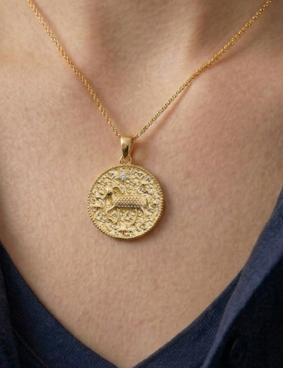 Koç Burcu Madalyon Pırlanta Kolye resmi