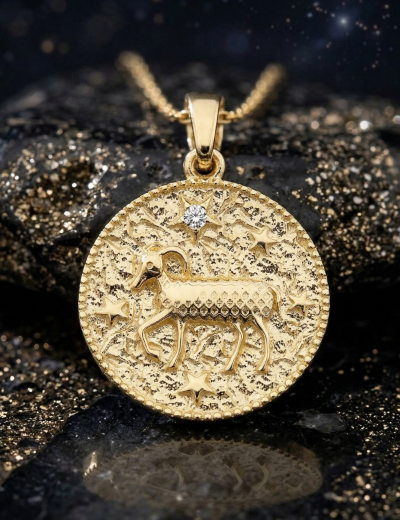Koç Burcu Madalyon Pırlanta Kolye resmi