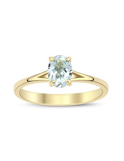 Aqua Marine Oval Tektaş Yüzük resmi