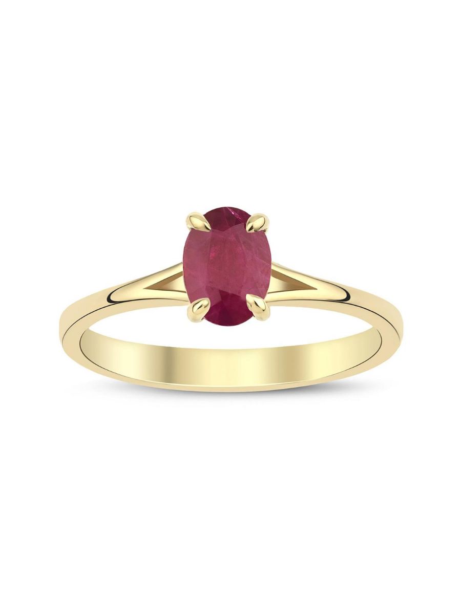 Yakut Oval Tektaş Yüzük resmi