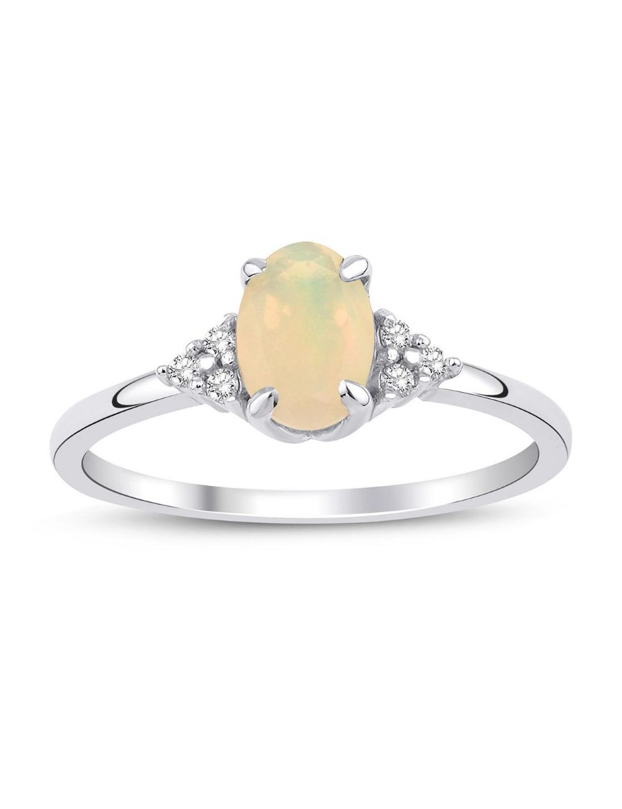 Opal Oval Tektaş Pırlanta Yüzük resmi