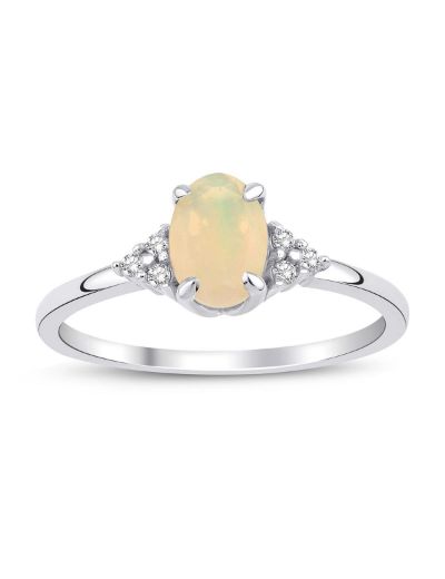 Opal Oval Tektaş Pırlanta Yüzük resmi