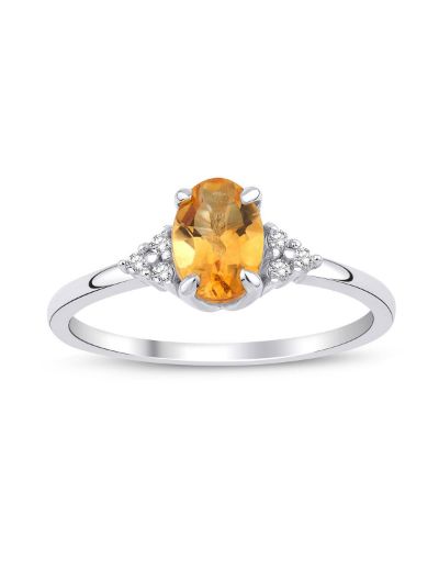 Citrine Oval Tektaş Pırlanta Yüzük resmi