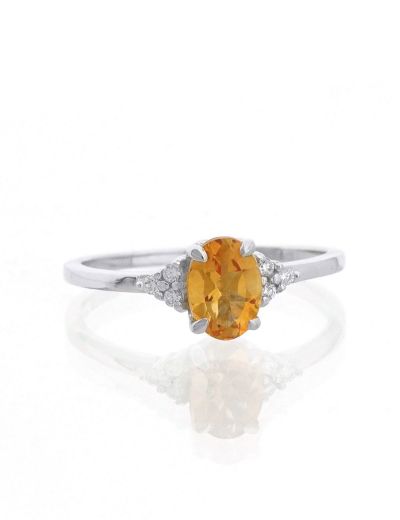 Citrine Oval Tektaş Pırlanta Yüzük resmi