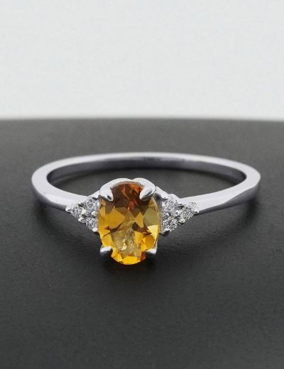 Citrine Oval Tektaş Pırlanta Yüzük resmi