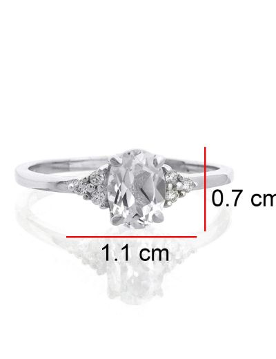 White Topaz Oval Tektaş Yüzük resmi
