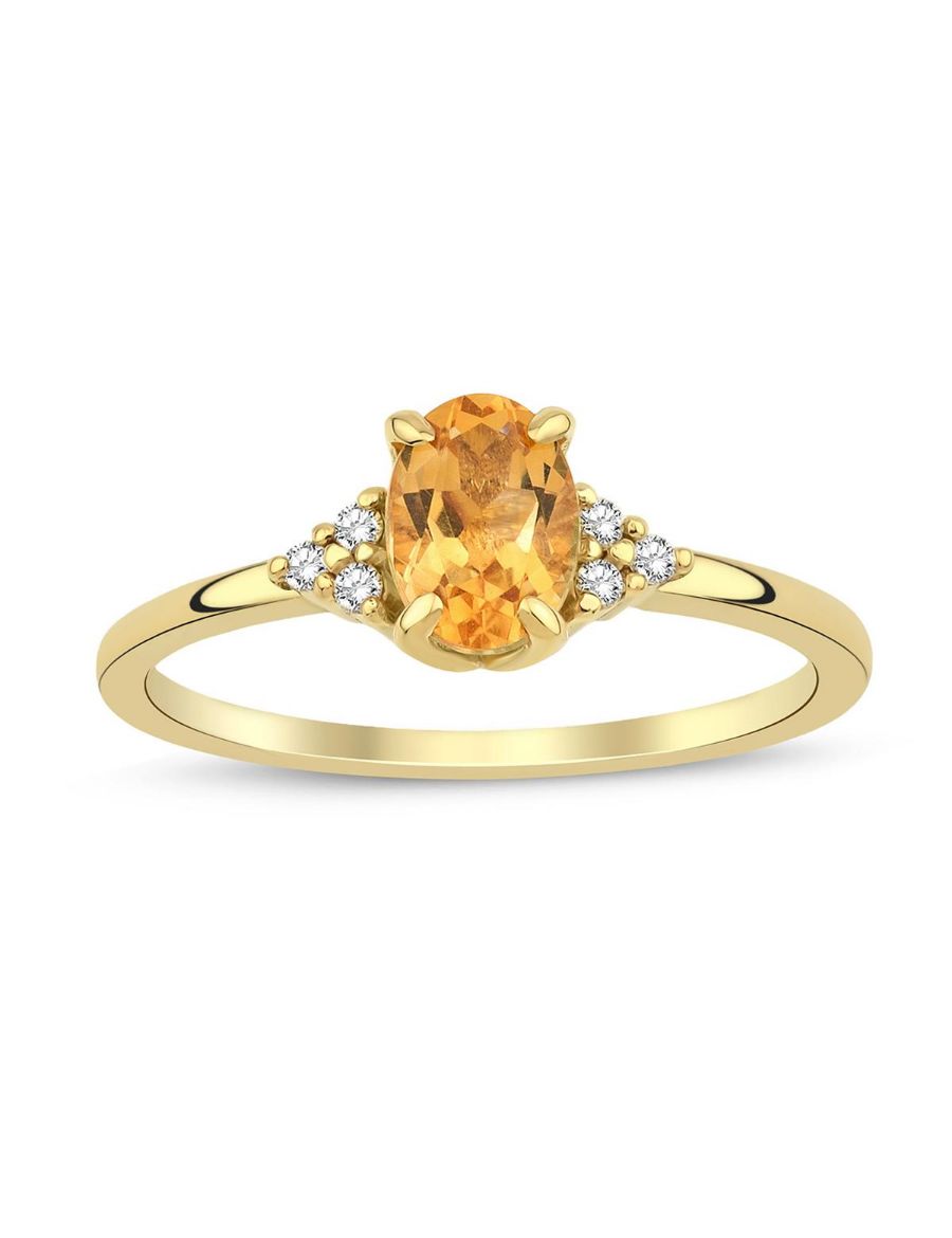 Citrine Oval Tektaş Pırlanta Yüzük resmi