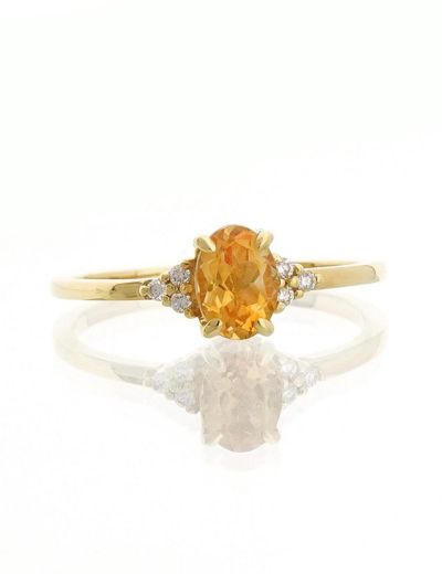Citrine Oval Tektaş Pırlanta Yüzük resmi