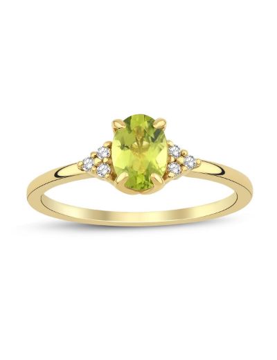 Peridot Oval Tektaş Pırlanta Yüzük resmi