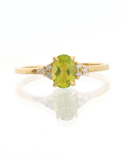 Peridot Oval Tektaş Pırlanta Yüzük resmi