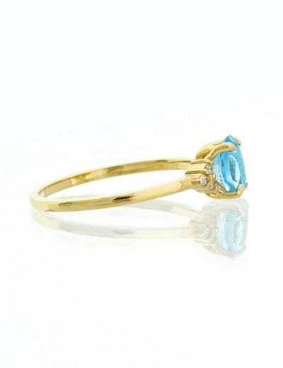Blue Topaz Oval Tektaş Pırlanta Yüzük resmi