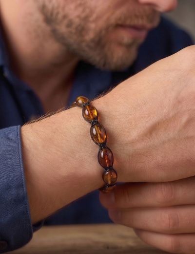 Bal Rengi İpli Kehribar Bileklik resmi