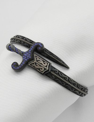 Safir Kılıç Erkek Gümüş Kelepçe