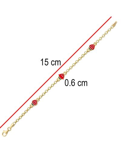 3 Tatlı Çilek Altın Çocuk Bileklik
