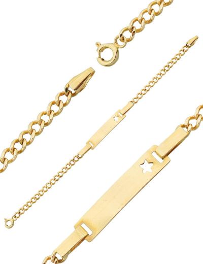 Yıldız Figürlü Altın Çocuk Künye Bileklik resmi