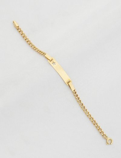 Yıldız Figürlü Altın Çocuk Künye Bileklik resmi