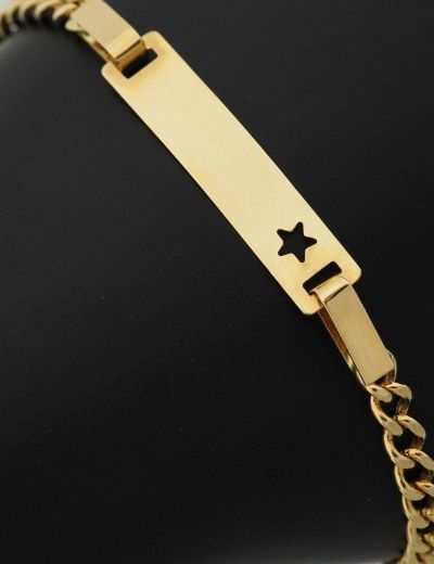 Yıldız Figürlü Altın Çocuk Künye Bileklik resmi