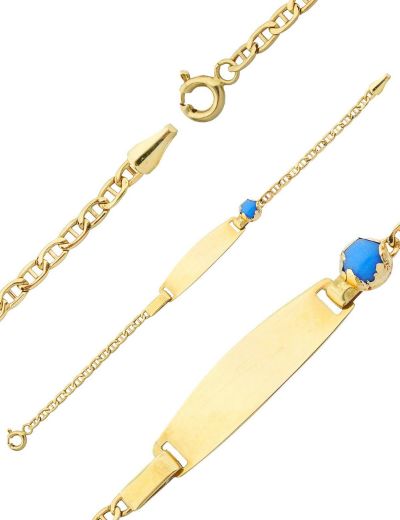 Mavi Boncuk Nazarlık Altın Çocuk Künye Bileklik resmi