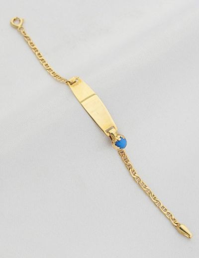 Mavi Boncuk Nazarlık Altın Çocuk Künye Bileklik resmi