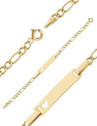 Altın Bebek Künye Bileklik-Kalp Figürlü resmi