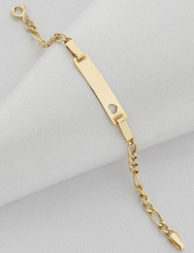 Altın Bebek Künye Bileklik-Kalp Figürlü resmi