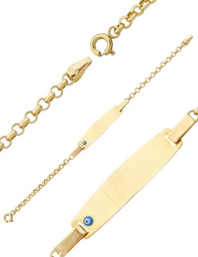 Altın Bebek Künye Bileklik-Nazar Boncuklu resmi