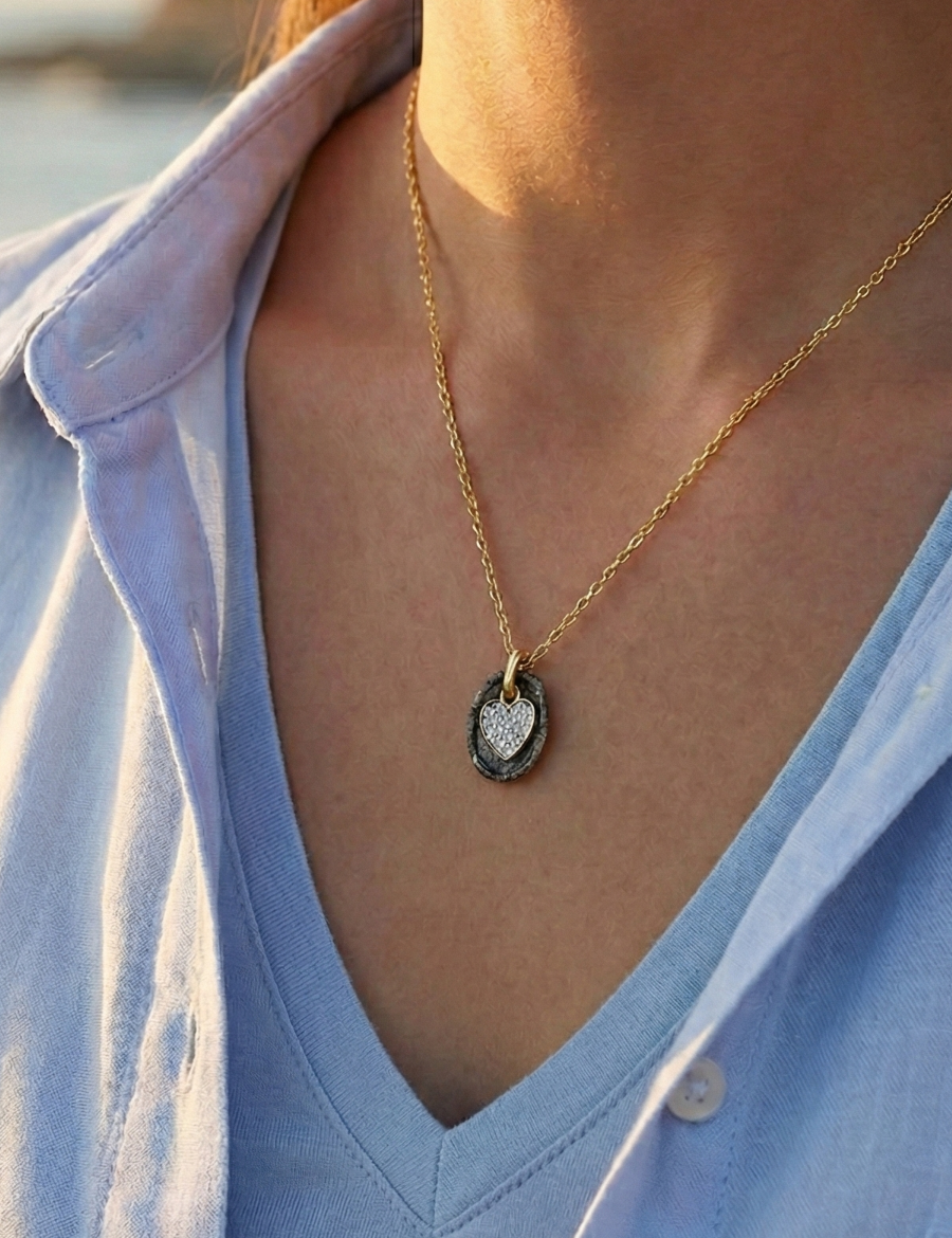 Tasarım Pırlanta Kalp Kolye resmi