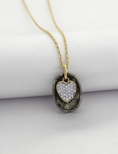 Tasarım Pırlanta Kalp Kolye resmi