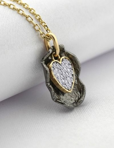 Tasarım Pırlanta Kalp Kolye resmi