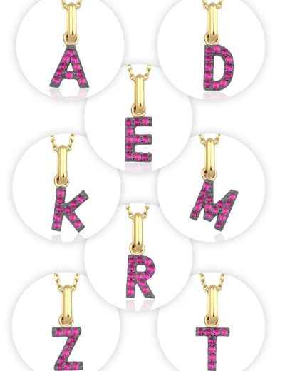 Doğal Yakut Harf Kolye / Orta Boy resmi