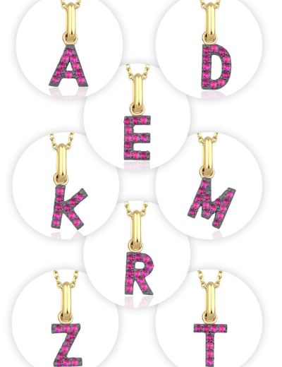 Doğal Yakut Harf Kolye / Orta Boy resmi