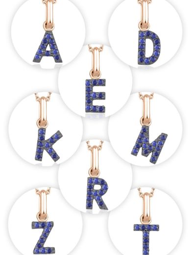 Doğal Safir Harf Kolye / Orta Boy resmi