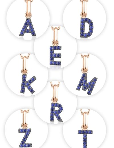 Doğal Safir Harf Kolye / Orta Boy resmi