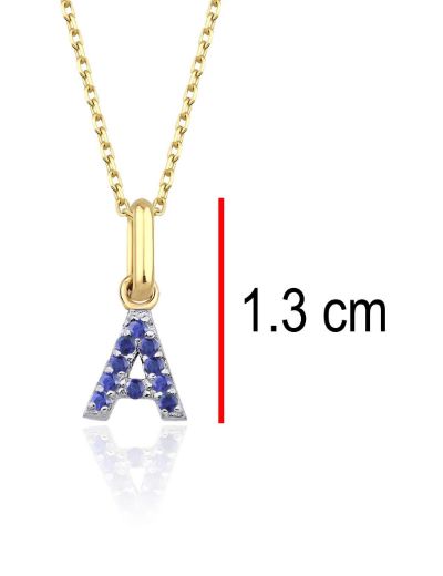 Safir Harf Kolye / Orta Boy
