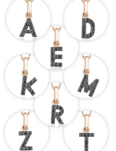 Siyah Pırlanta Harf Kolye / Orta Boy resmi