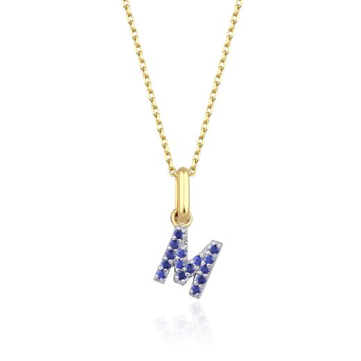 Safir Harf Kolye / Orta Boy resmi