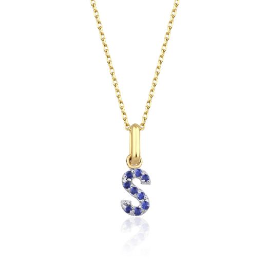 Safir Harf Kolye / Orta Boy resmi