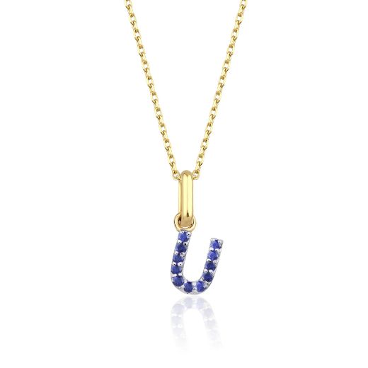 Safir Harf Kolye / Orta Boy resmi