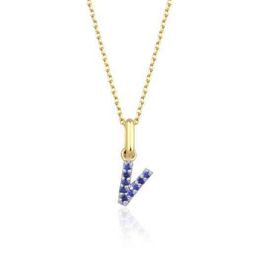 Safir Harf Kolye / Orta Boy resmi