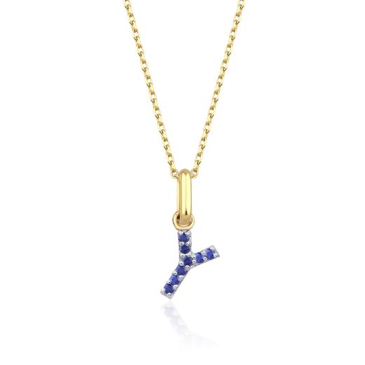 Safir Harf Kolye / Orta Boy resmi