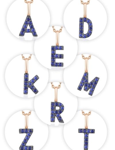 Doğal Safir Harf Kolye / Küçük Boy resmi