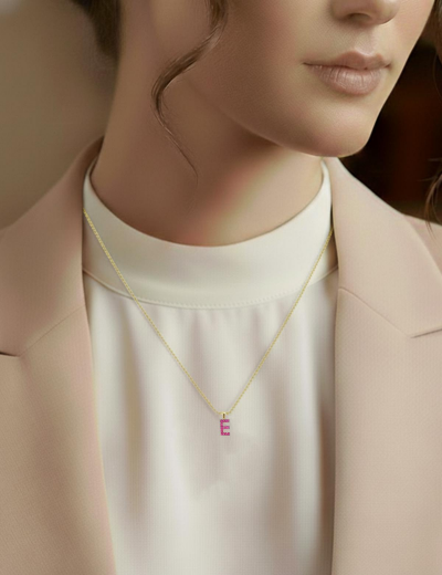 Doğal Yakut Harf Kolye / Küçük Boy resmi