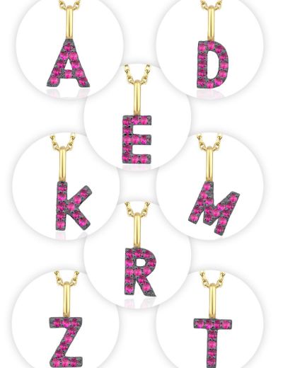 Doğal Yakut Harf Kolye / Küçük Boy resmi